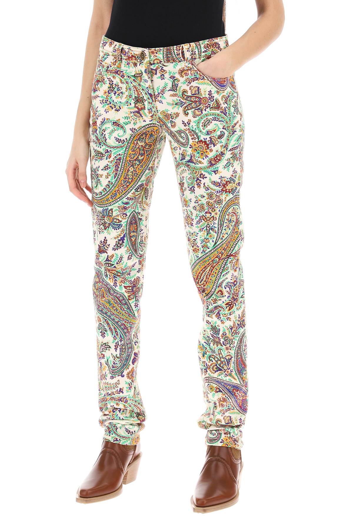 paisley patterned jeans