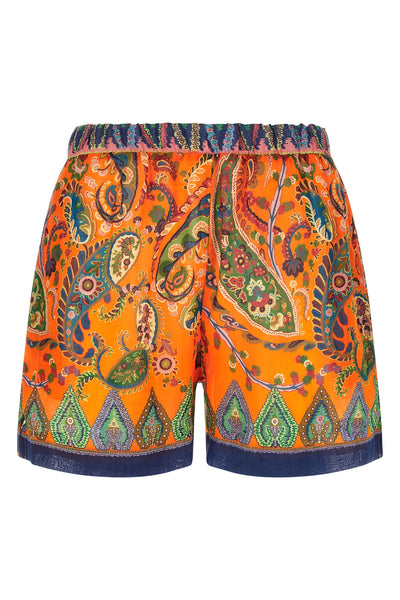 all-over floral paisley print ramie shorts