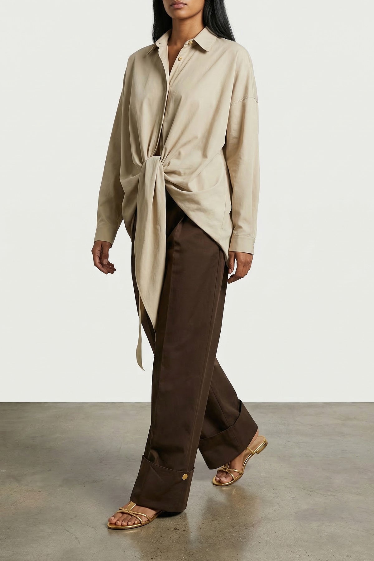 romy shirt to tie at the waist in light cotton poplin