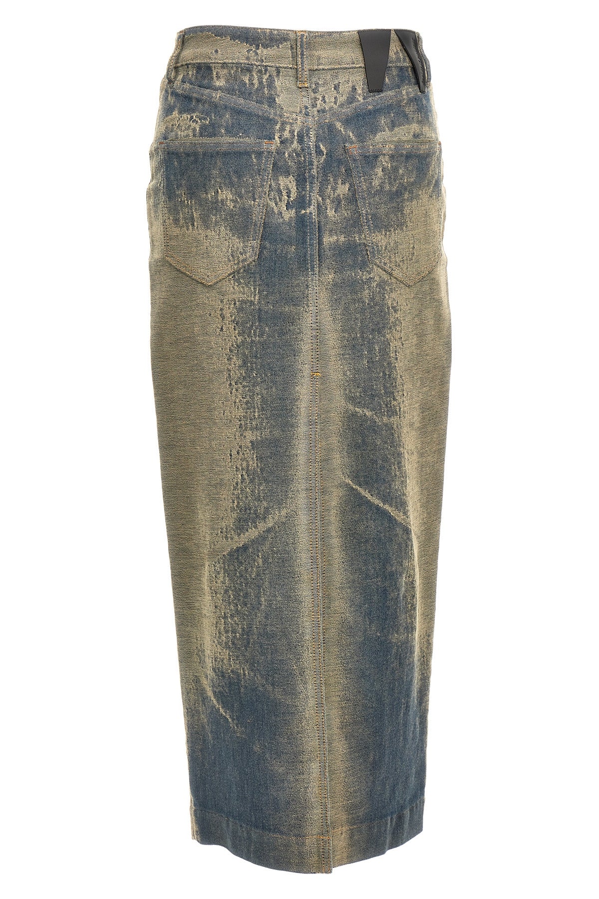 erika vintage effect cotton denim blend skirt