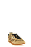 windspin sneakers in used-effect shaved suede and woven and crochet perforated