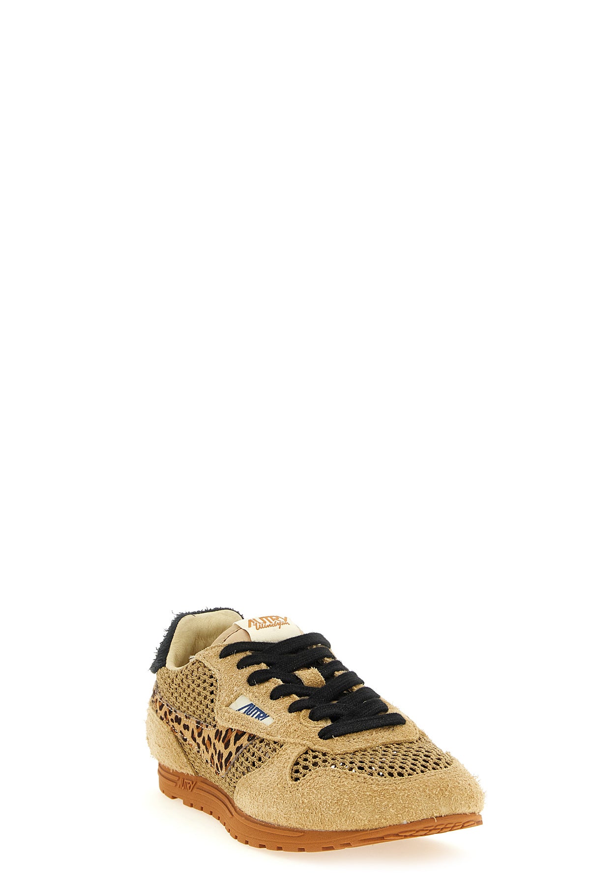 windspin sneakers in used-effect shaved suede and woven and crochet perforated
