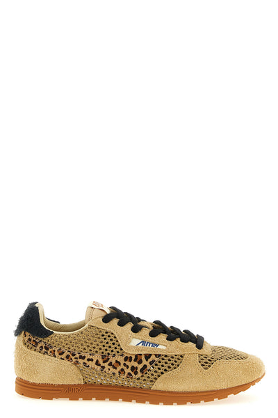 windspin sneakers in used-effect shaved suede and woven and crochet perforated
