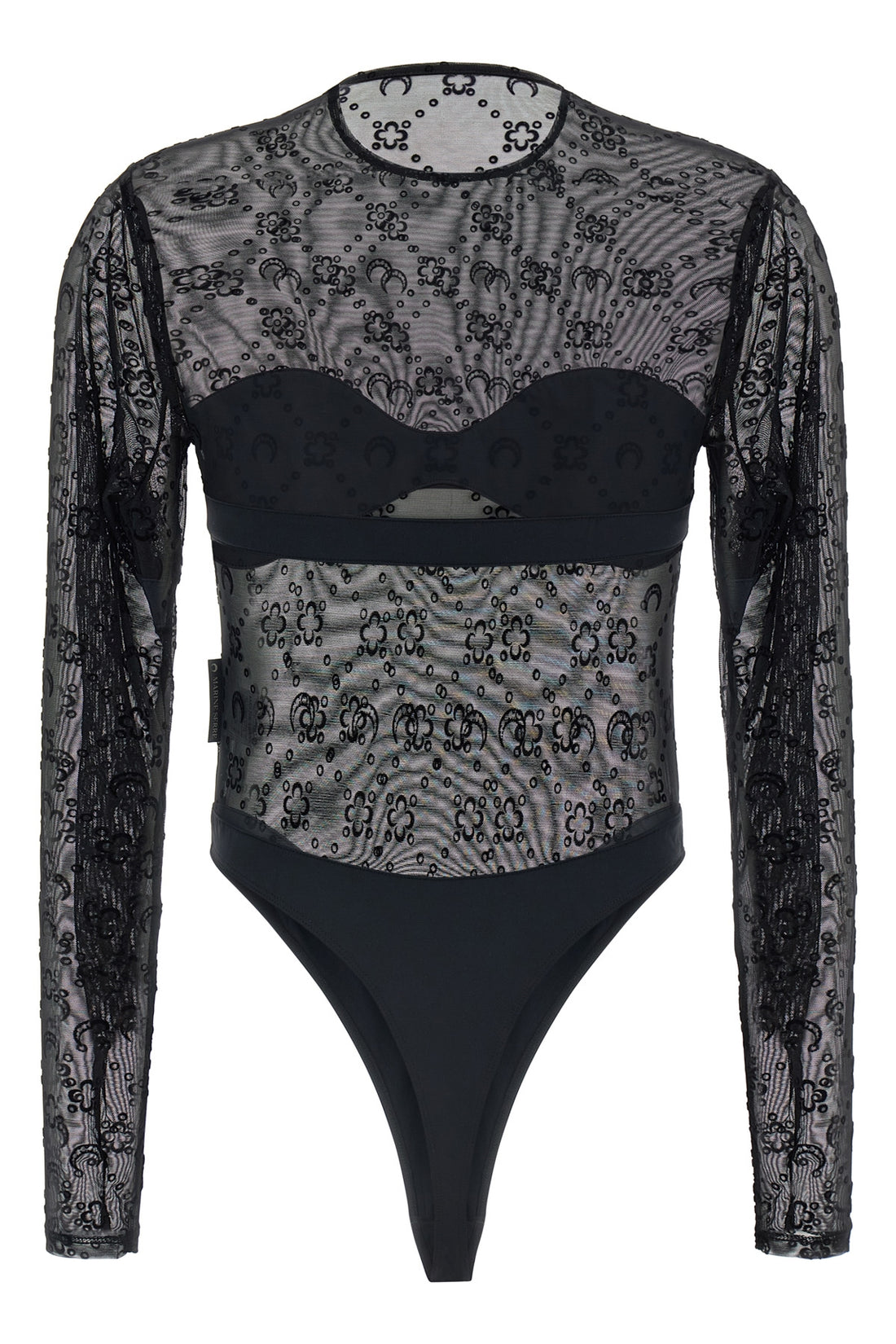 MARINE SERRE M semi-transparent mesh bodysuit