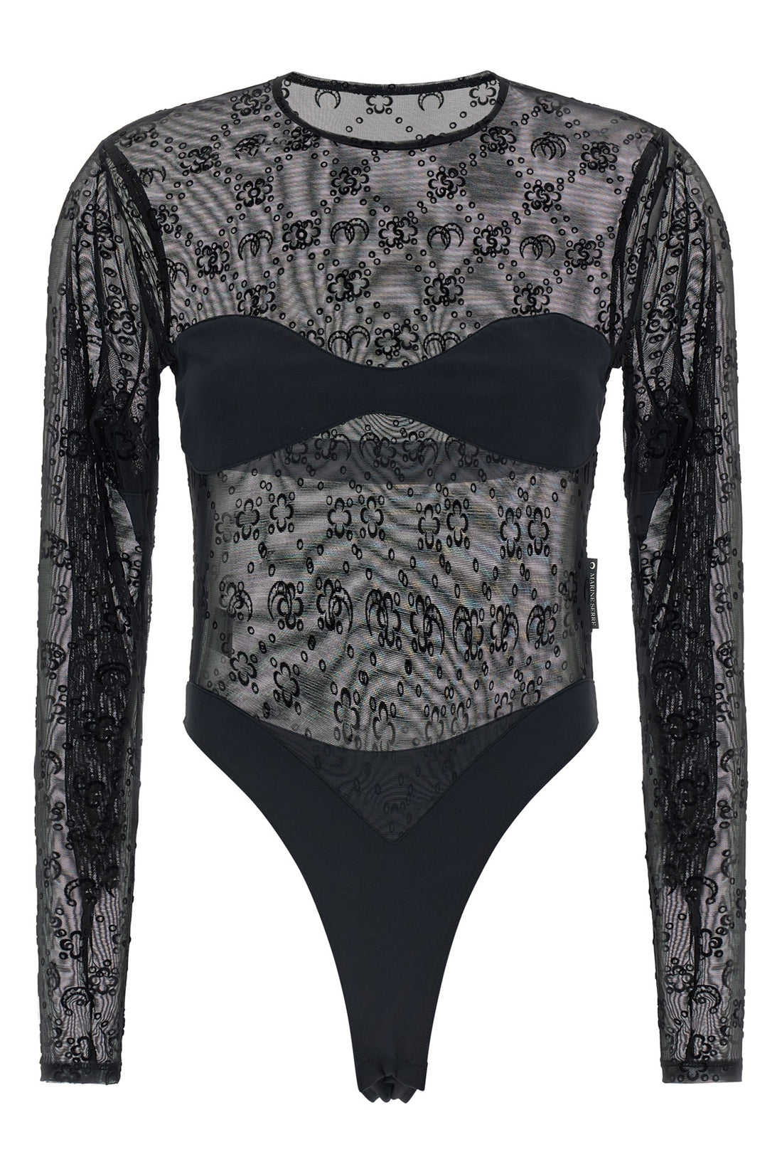 MARINE SERRE M semi-transparent mesh bodysuit