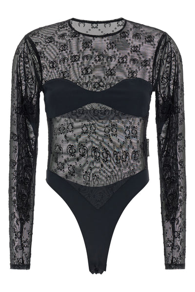 semi-transparent mesh bodysuit