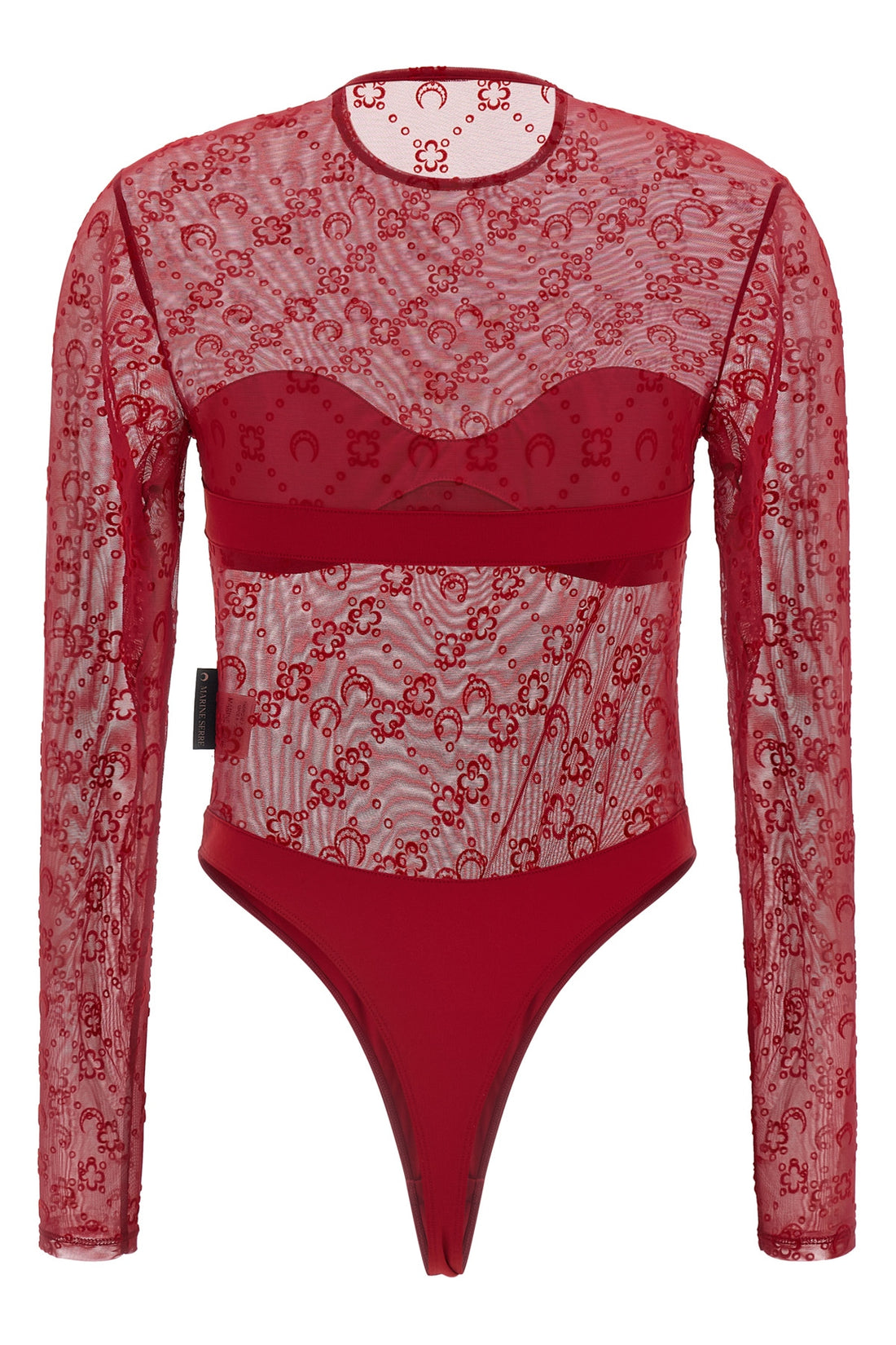 MARINE SERRE M semi-transparent mesh bodysuit