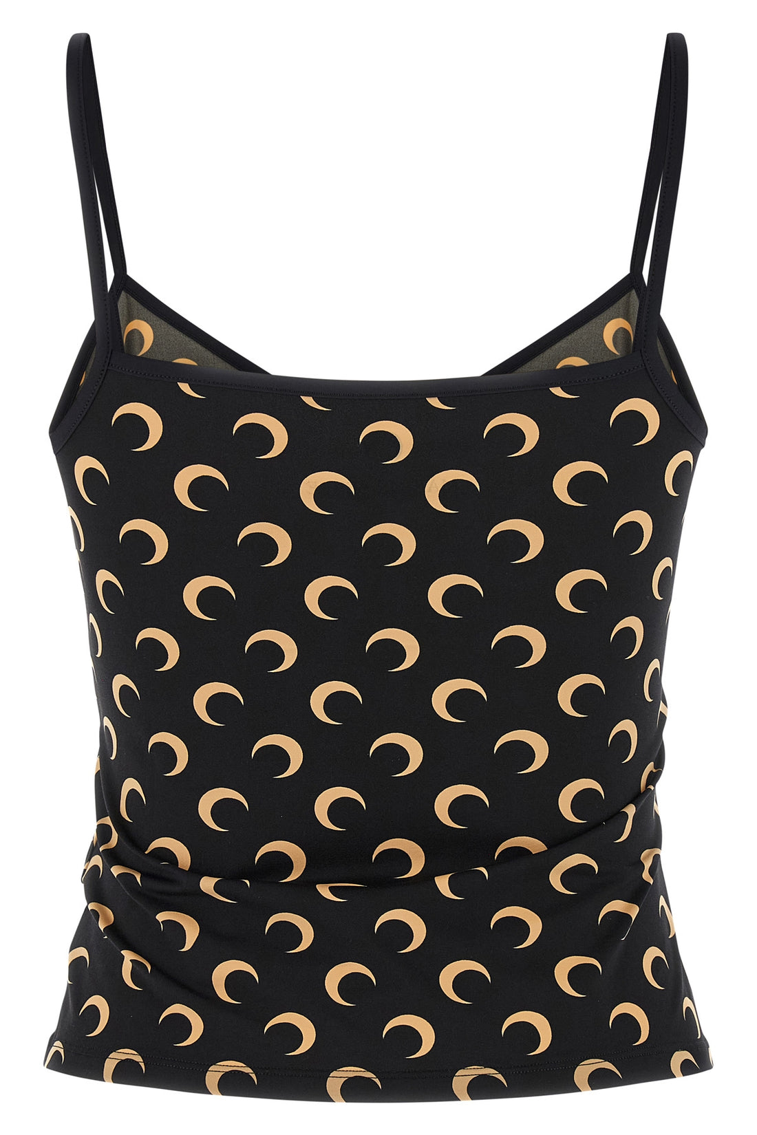 MARINE SERRE M all over moon print stretch fabric crop top