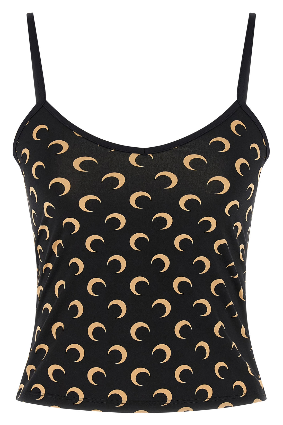 MARINE SERRE M all over moon print stretch fabric crop top