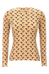 moon printed jersey top in stretch fabric