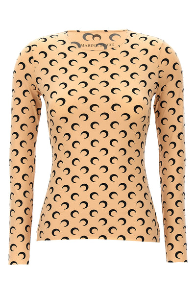 moon printed jersey top in stretch fabric