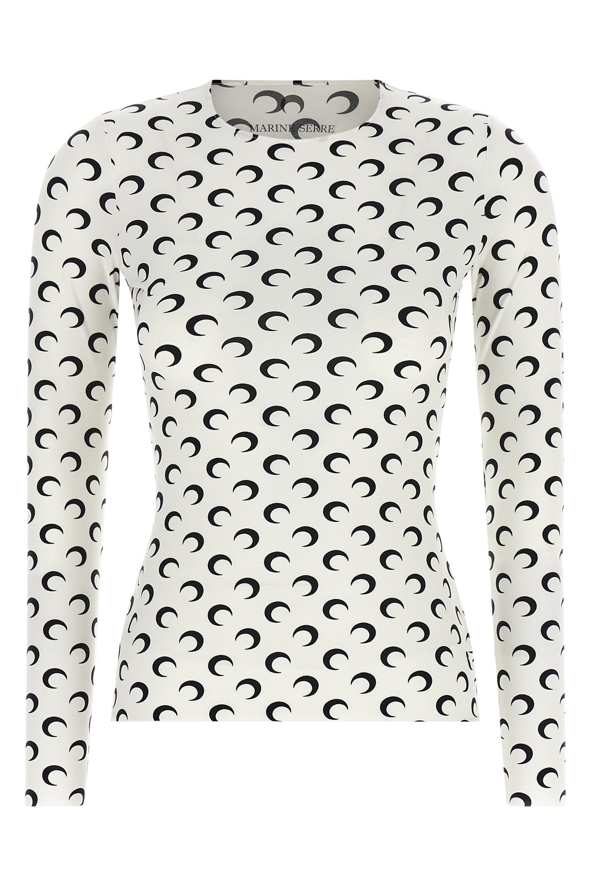 moon printed jersey second skin stretch fabric t-shirt