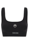 moon logo stretched jersey sport stretch cotton sporty top
