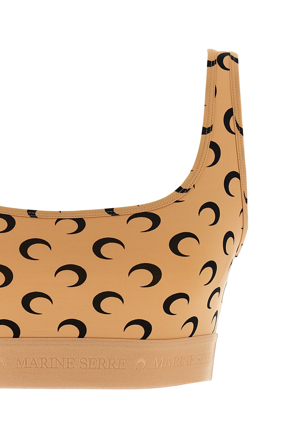moon printed jersey crop top in stretch fabric