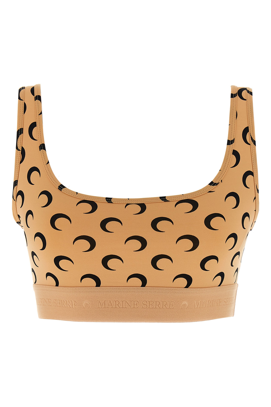 MARINE SERRE L moon printed jersey crop top in stretch fabric