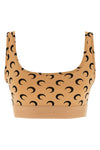 moon printed jersey crop top in stretch fabric