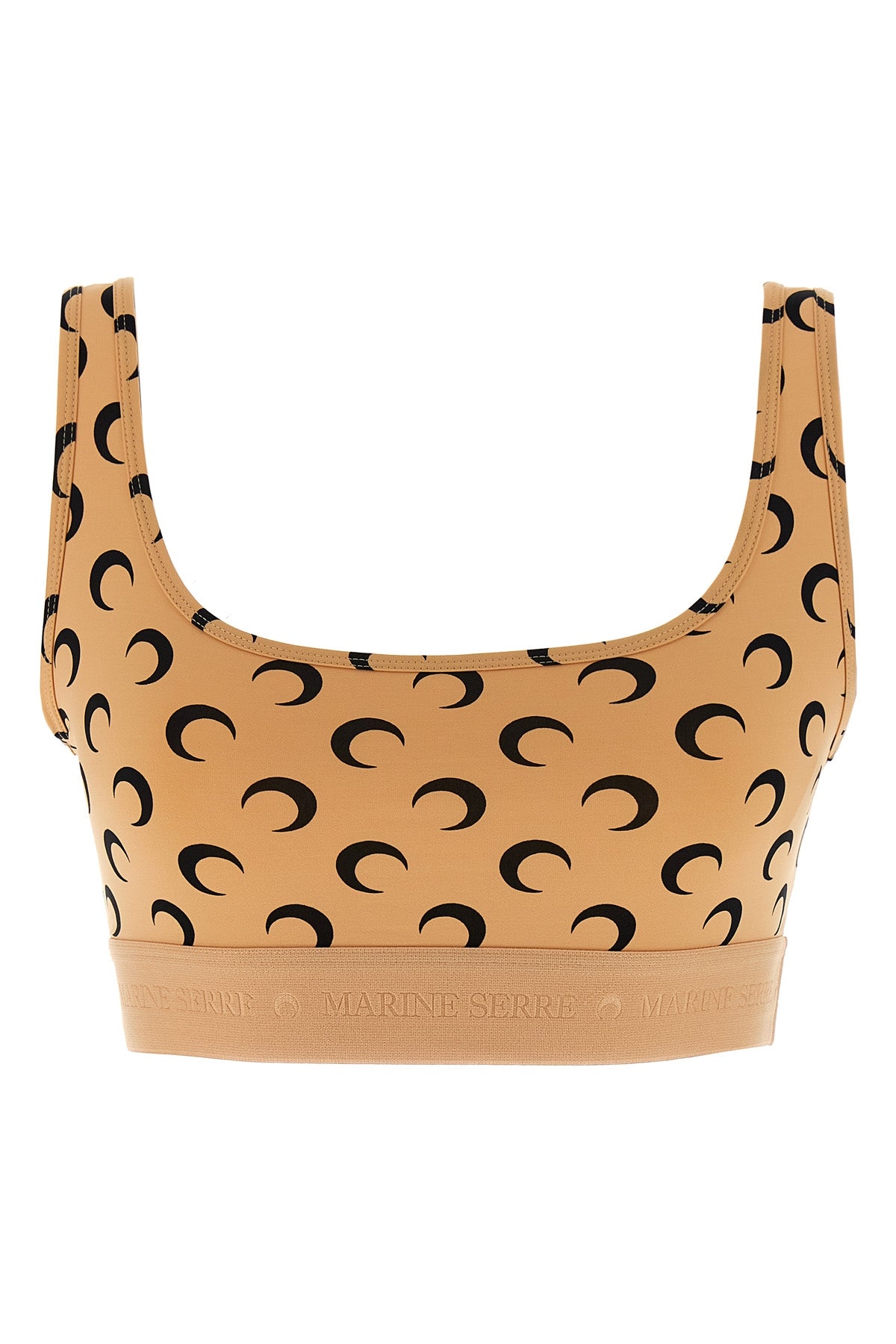 moon printed jersey crop top in stretch fabric