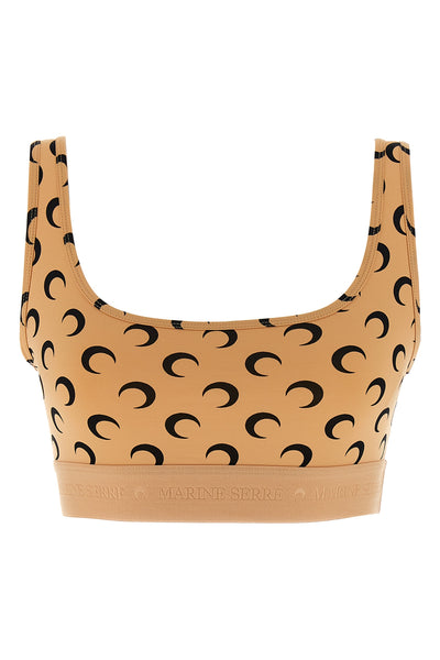 moon printed jersey crop top in stretch fabric