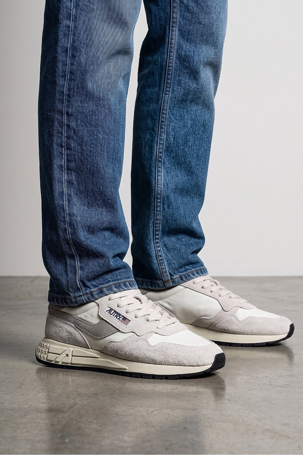 reelwind suede and nylon sneakers