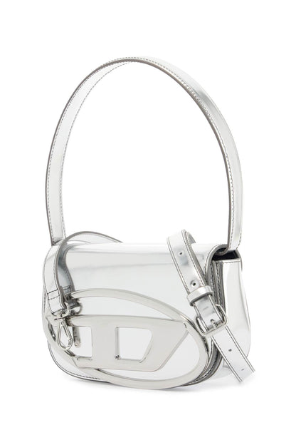 metallic silver shoulder bag 1dr compact with adjustable strap