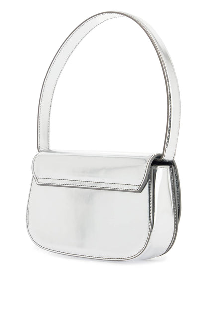 metallic silver shoulder bag 1dr compact with adjustable strap