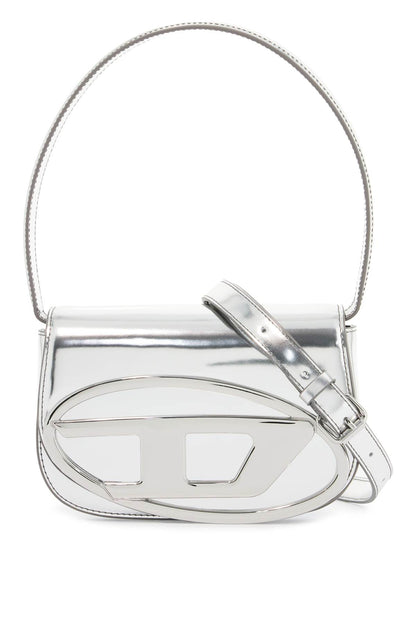 metallic silver shoulder bag 1dr compact with adjustable strap