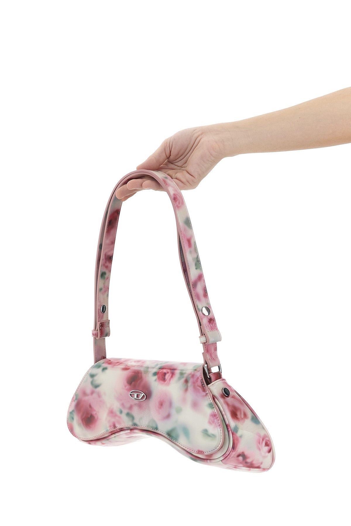play crossbody shoulder bag in all-over print glossy pu