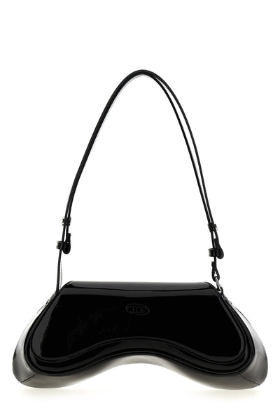 play crossbody shoulder bag in shiny fabric