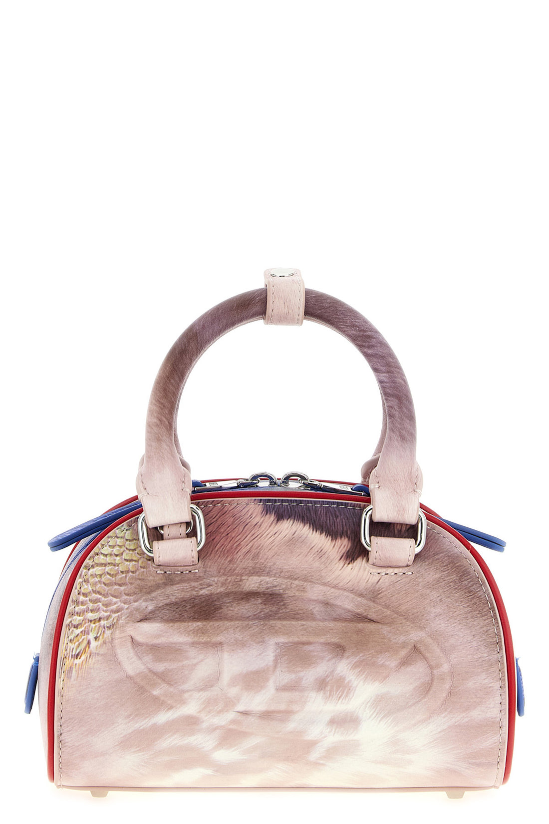 DIESEL OS 1dr dome mini crossbody bag in animal print leather