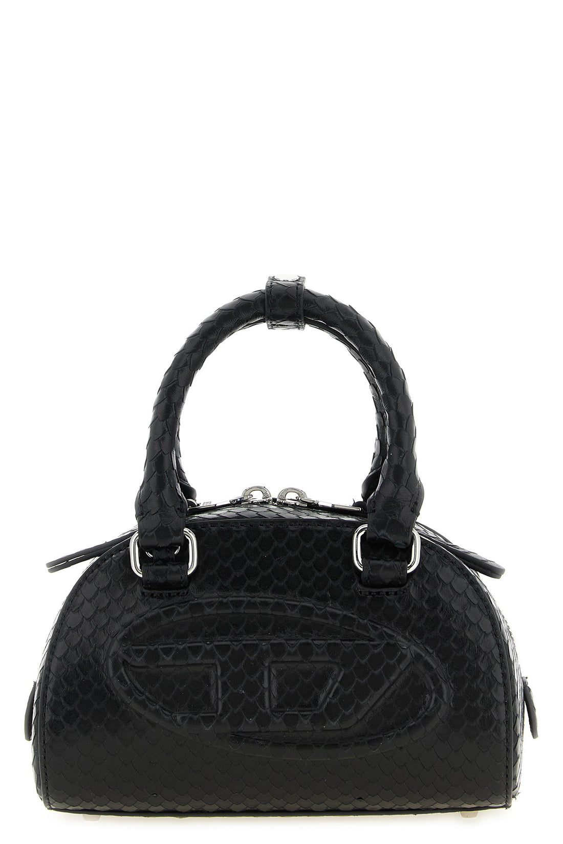 DIESEL OS 1dr dome mini crossbody bag in taipan snake-effect embossed leather