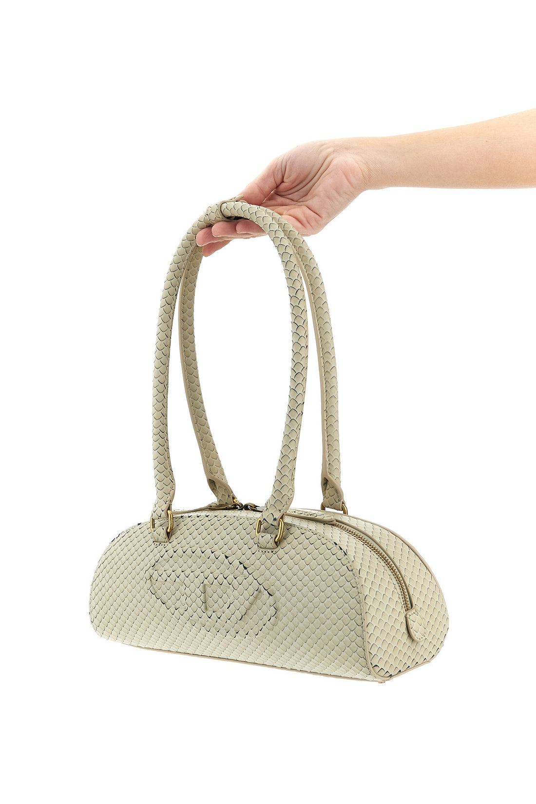 DIESEL OS 1dr dome shoulder bag in taipan snake-effect embossed leather
