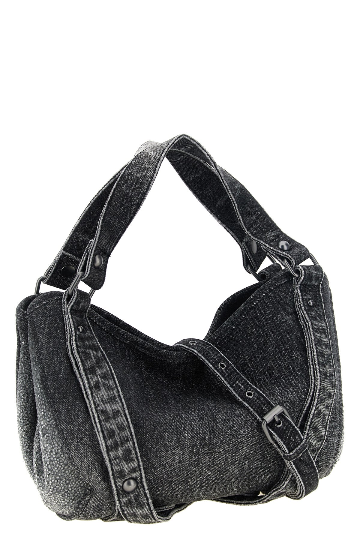 diesels d-one small handbag features a compact structure made of black cotton