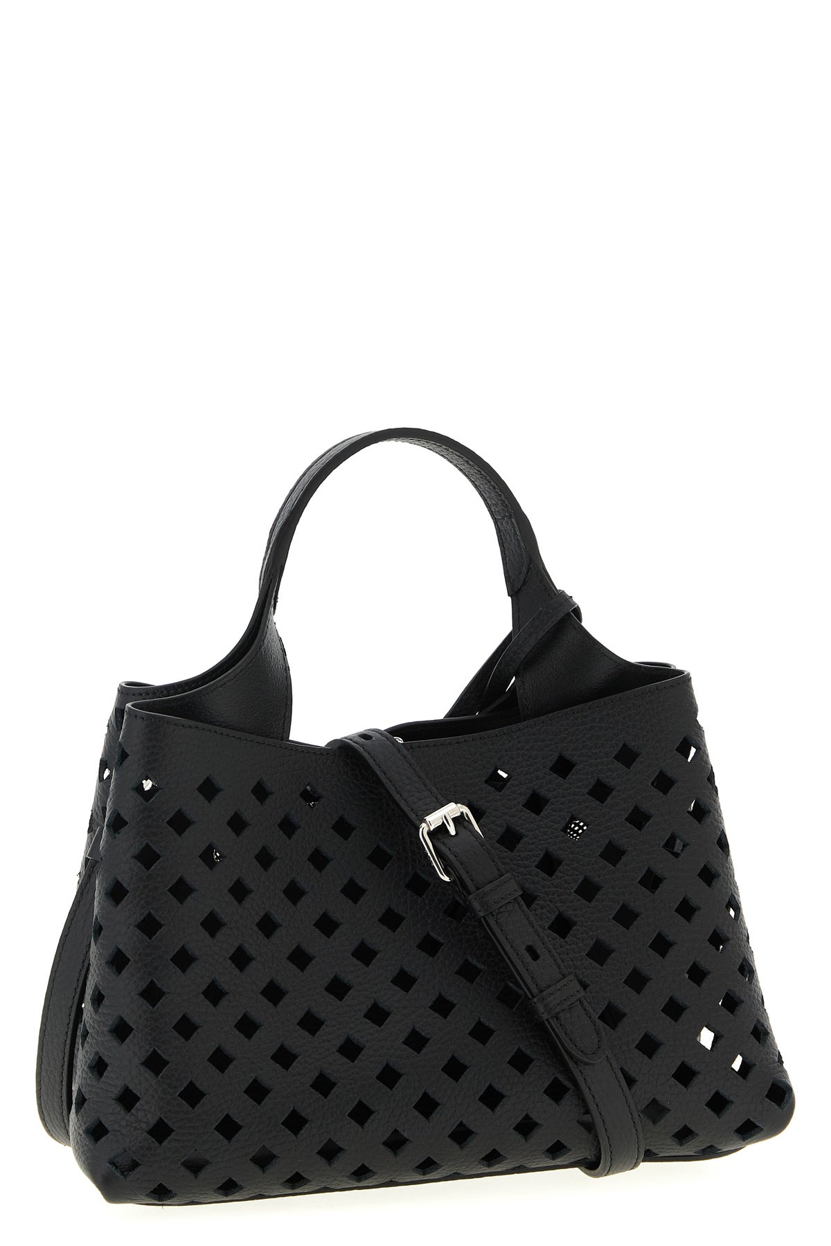 apa micro openwork leather handbag
