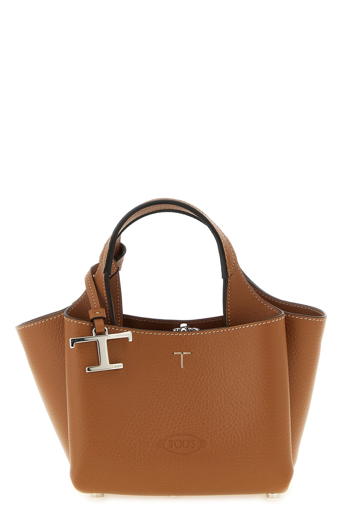 the tods micro handbag is made of fine grain calf leather in the leather nuance