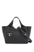 mini black calfskin handbag with 2 handles and shoulder strap