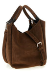 the bucket bag tods apa secchiello piccolo is made of soft brown suede