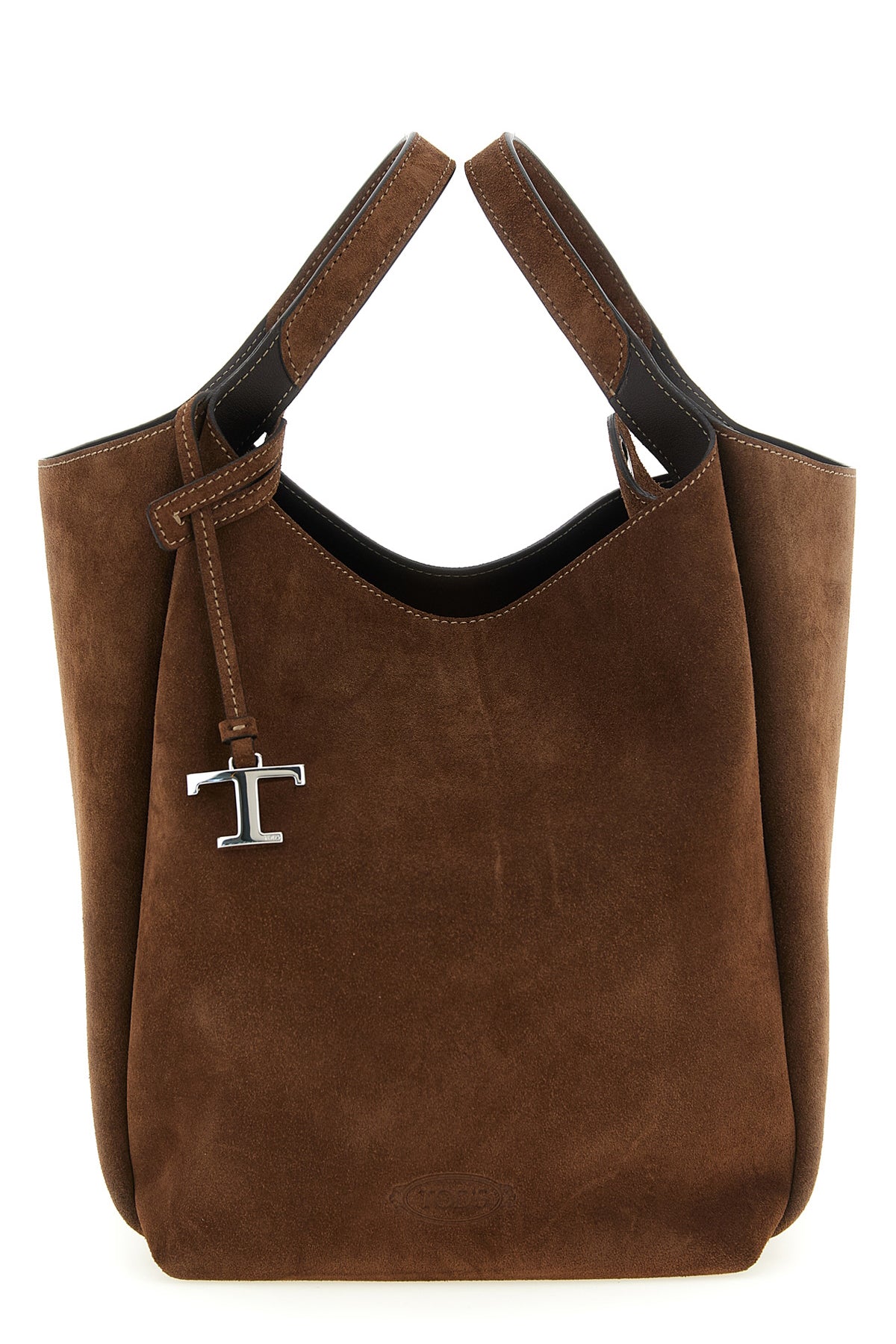 the bucket bag tods apa secchiello piccolo is made of soft brown suede