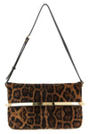tods magenta bag flap shoulder bag in animal print leather and smooth leather