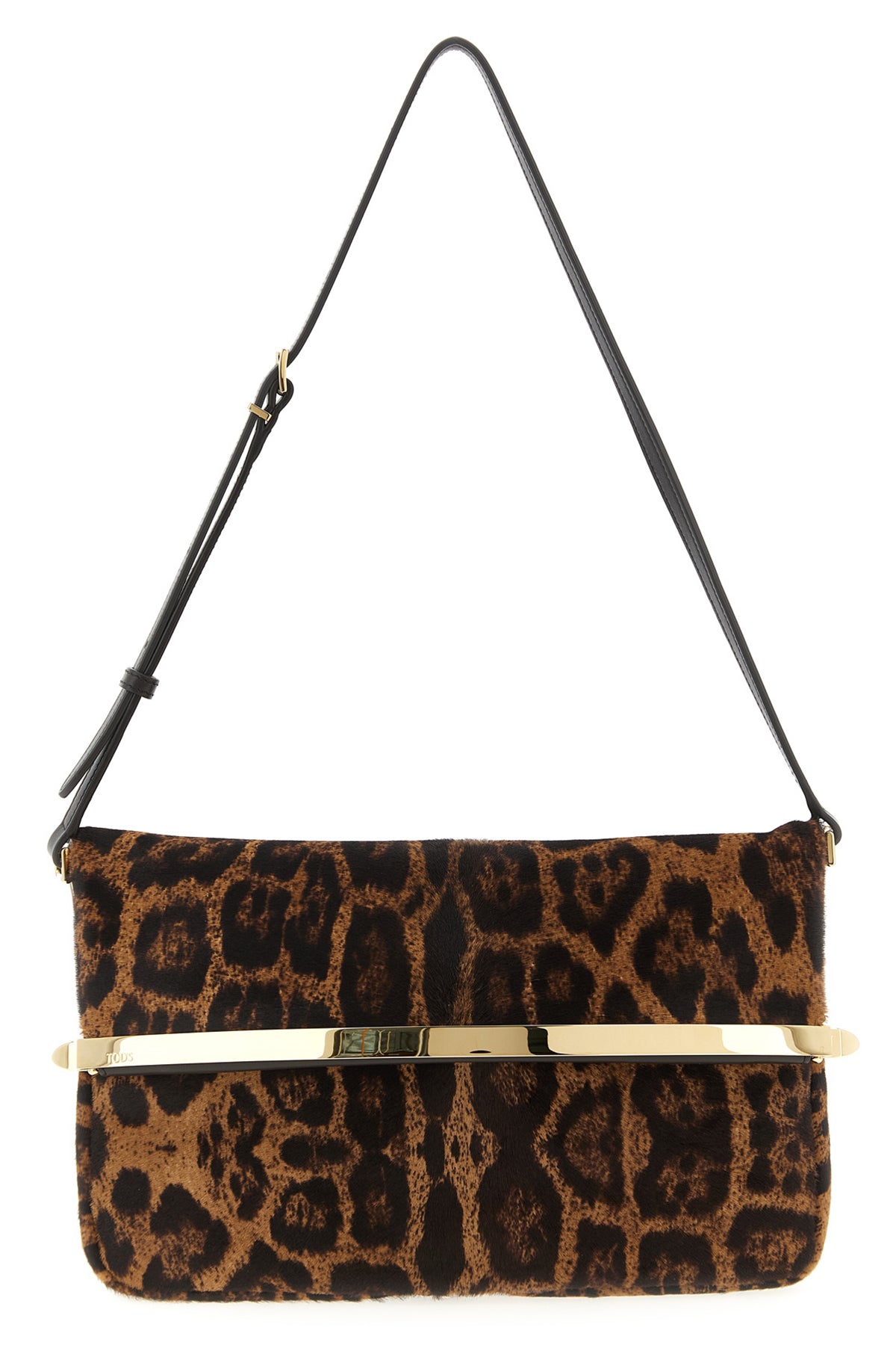 tods magenta bag flap shoulder bag in animal print leather and smooth leather
