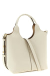 the tods mini tote bag is made of soft cream calf leather