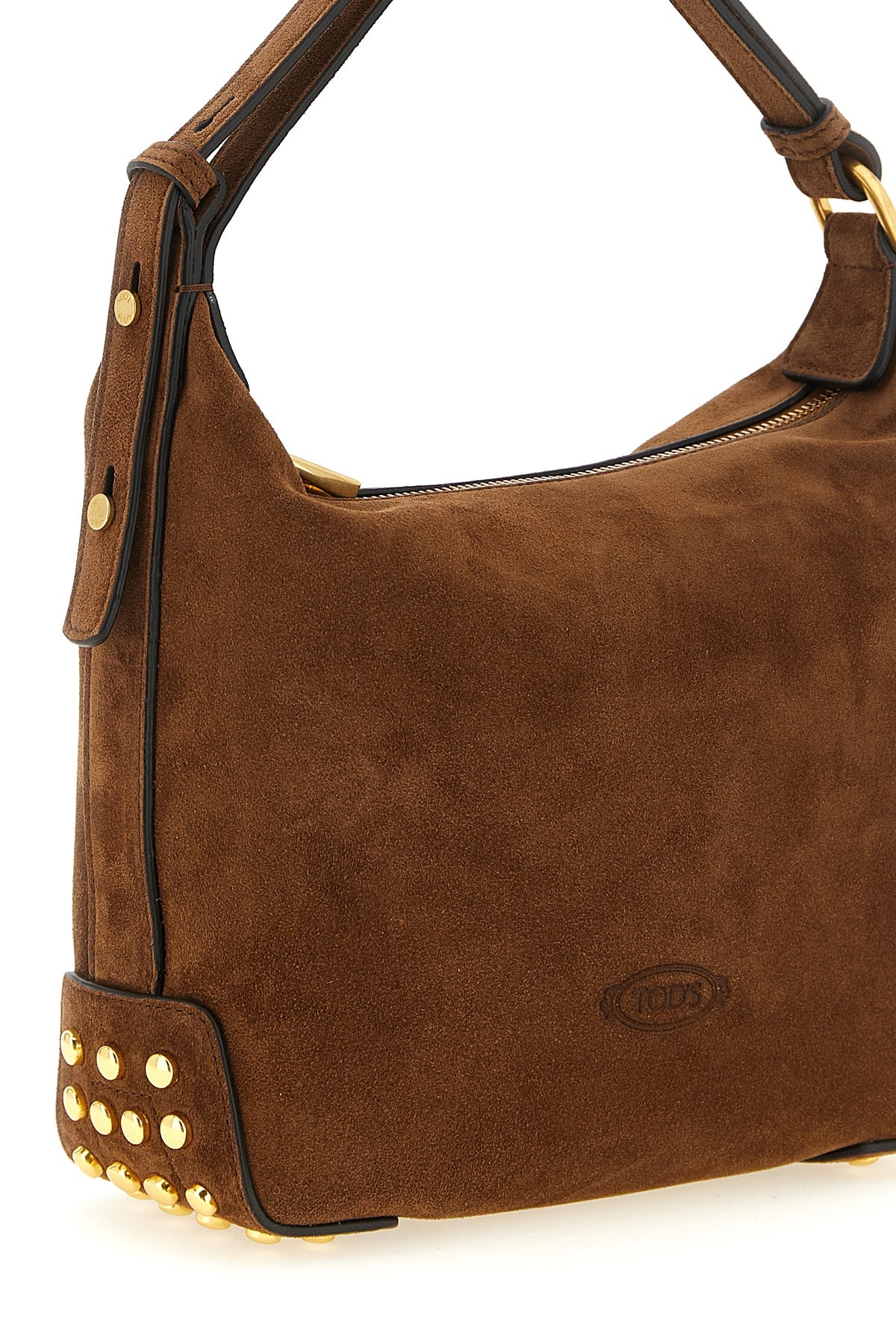 the gommini mini shoulder bag is made of soft leather-colored suede
