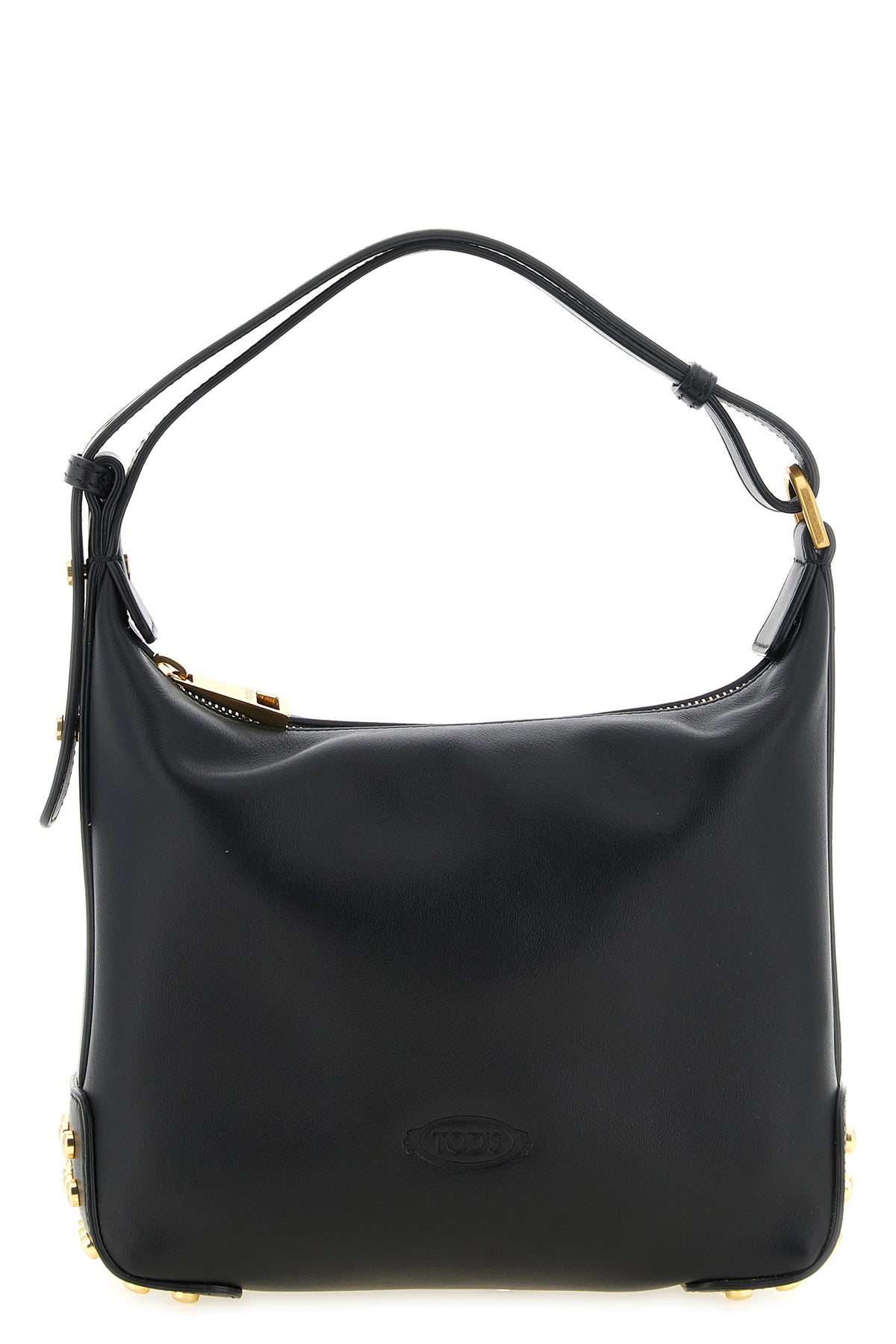 the tods gommini mini shoulder bag is made of fine black calf leather