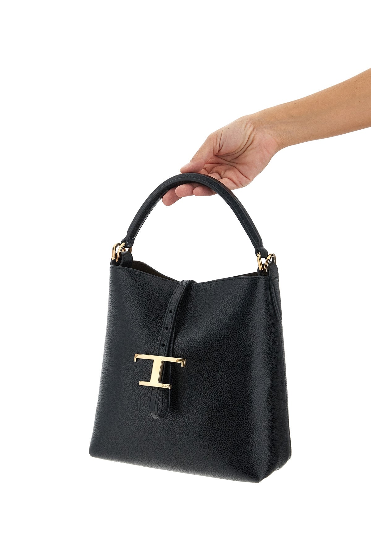 mini bucket bag in hammered leather