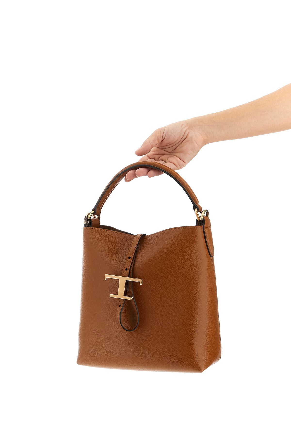 mini bucket bag in hammered leather