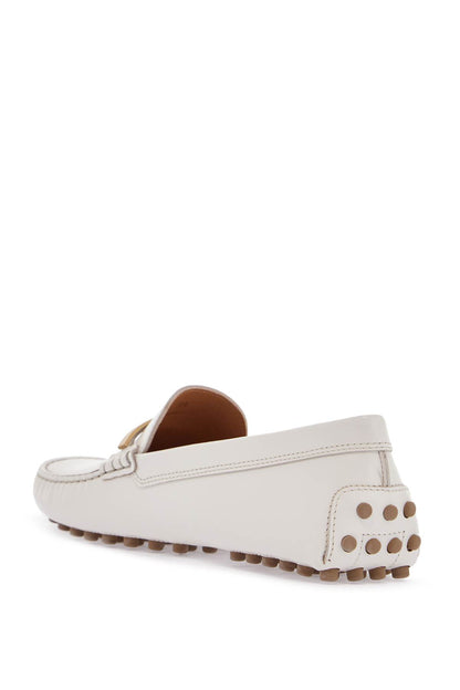 white lime calfskin driving loafer with low heel