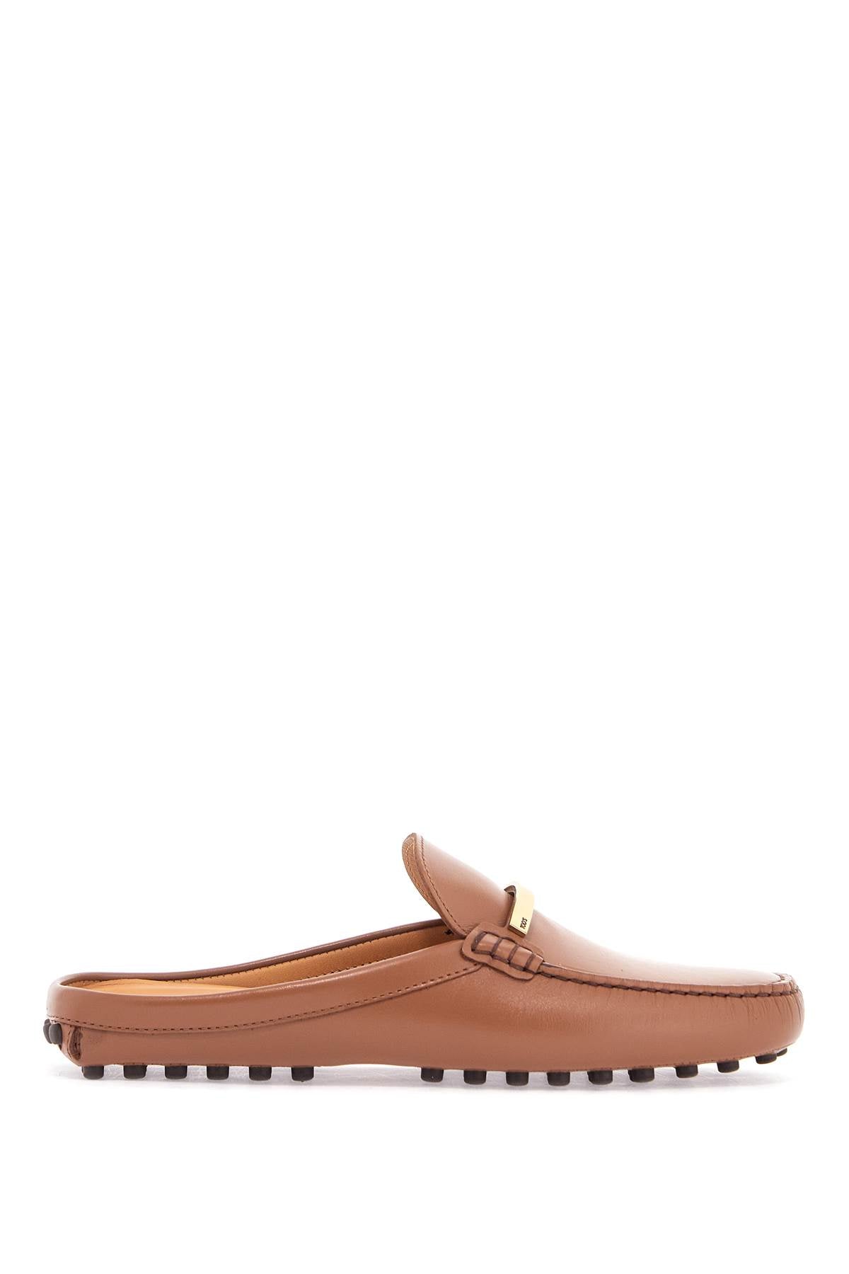 dark brown calfskin slip-on with metal detail