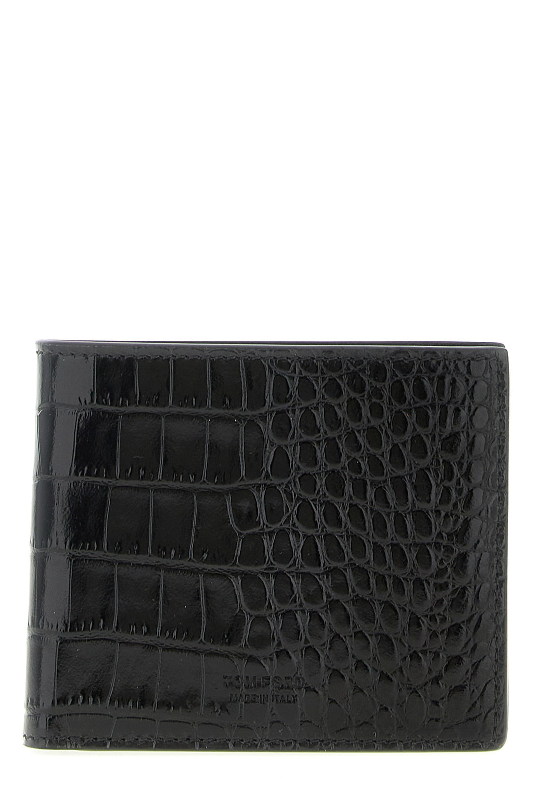TOM FORD OS bifold wallet in shiny crocodile print leather