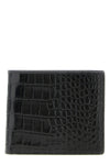 bifold wallet in shiny crocodile print leather