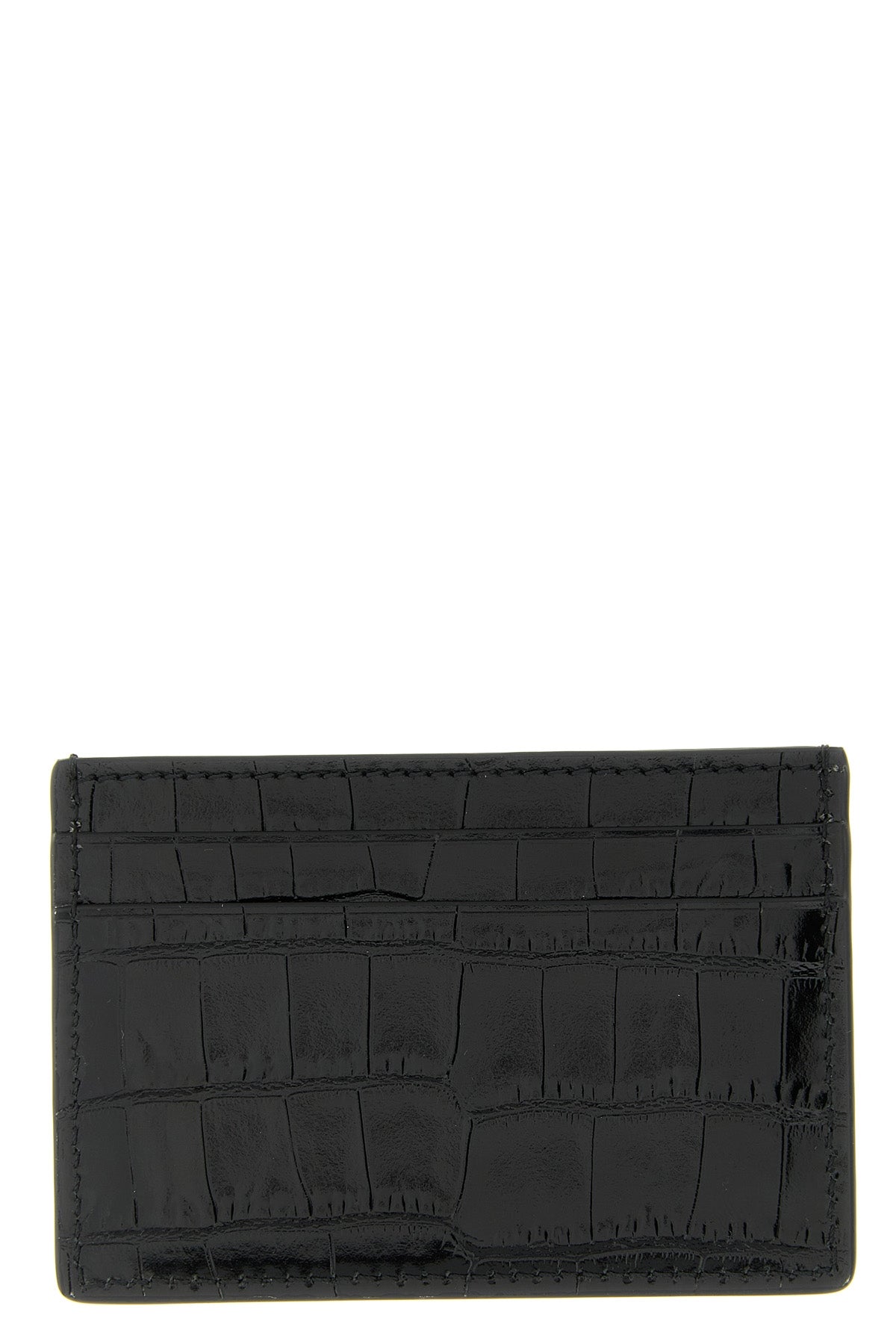 crocodile-print shiny leather cardholder