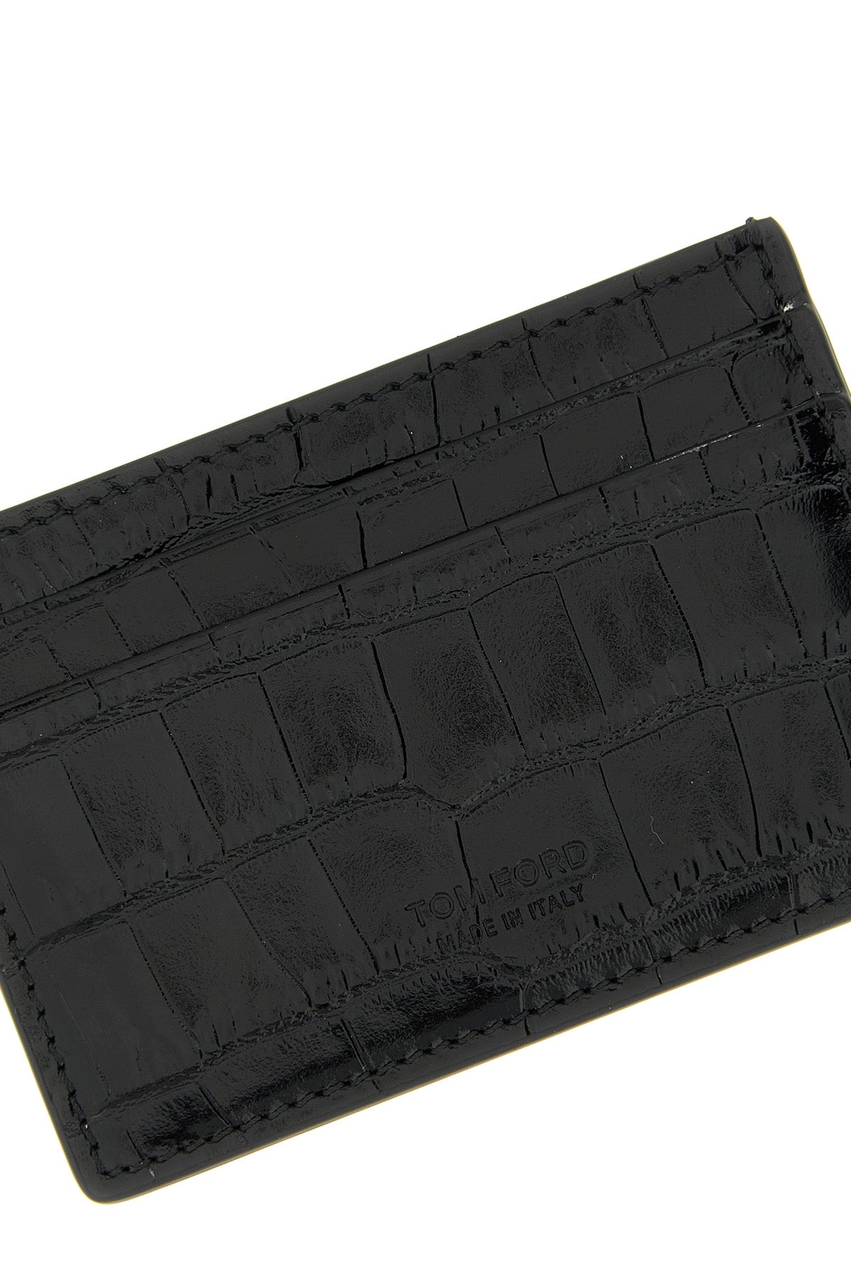 crocodile-print shiny leather cardholder
